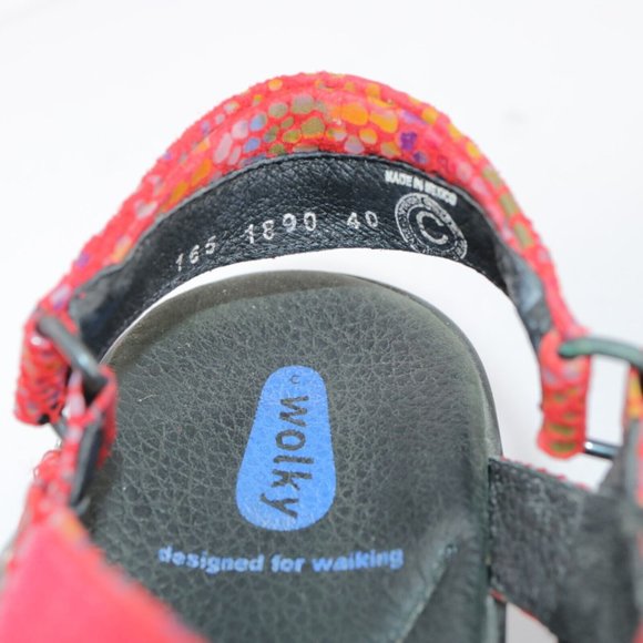 Wolky Women's Pitchu Adjustable Sandal Size 40 9 Red Multicolor Fantasy Comfy - Picture 11 of 11